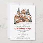 Speelse winterscène Kerstfeest diner uitnodiging (Voorkant)