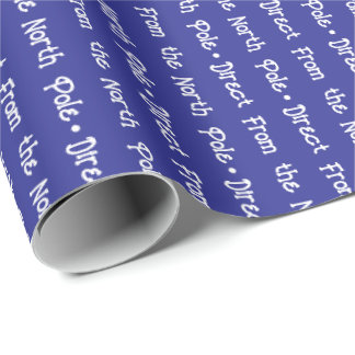 Speelse witte bewerkbare tekst op donkerblauw cadeaupapier