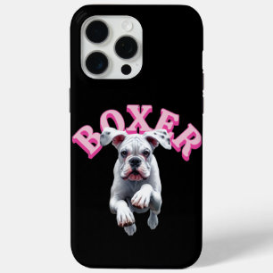 Speelse witte Boxer Hond iPhone 15 Pro Max Hoesje