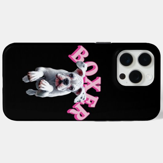 Speelse witte boxerhond Case-Mate iPhone case (Achterkant (horizontaal))