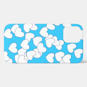 Speelse witte harten op mooie blauw Case-Mate iPhone case (Achterkant (horizontaal))