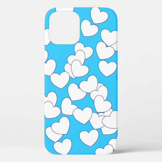 Speelse witte harten op mooie blauw Case-Mate iPhone case (Achterkant)