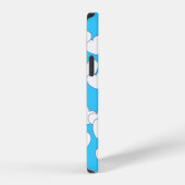 Speelse witte harten op mooie blauw iPhone hoesje (Rechterkant)