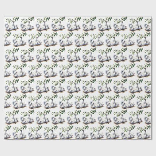 Speelse witte kat met boomtak cadeaupapier (Vlak)