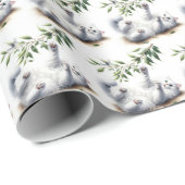 Speelse witte kat met boomtak cadeaupapier (Rol Hoek)