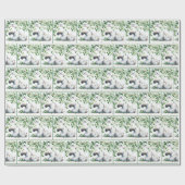 Speelse witte kat met vogel cadeaupapier (Vlak)