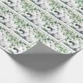 Speelse witte kat met vogel cadeaupapier (Hoek)