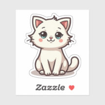 Speelse witte kitten – Chibi sticker