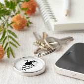 Speelse Witte Sleutelhanger met Cat & Skull Design (Zijkant)