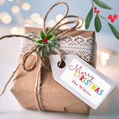 Speelse Witte Vrolijke Kerstmis Familienaam Ontwer Etiket