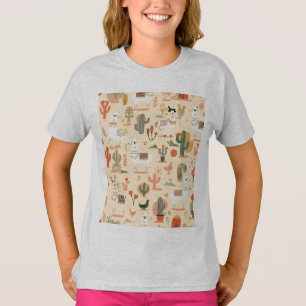 Speelse Woestijn Llama's Patroon T-shirt