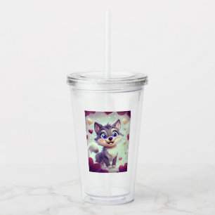 speelse wolf acryl drinkbeker