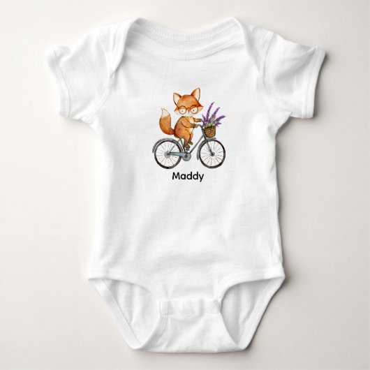 Speelse Woodland Fox Riding Bike Romper (Voorkant)