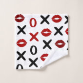 Speelse XO & Rode Lippen Modern Love Patroon Bad Handdoek (Wasdoekje)