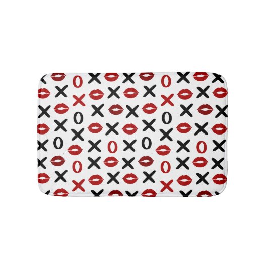Speelse XO & Rode Lippen Modern Love Patroon Badmat (Voorkant)