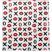 Speelse XO & Rode Lippen Modern Love Patroon Douchegordijn (Voorkant)