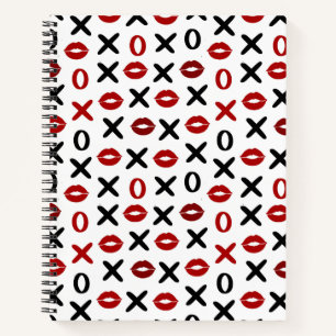 Speelse XO & Rode Lippen Modern Love Patroon Notitieboek