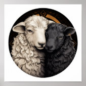 Speelse Yin en Yang Black Sheep Poster - Unique T (Voorkant)