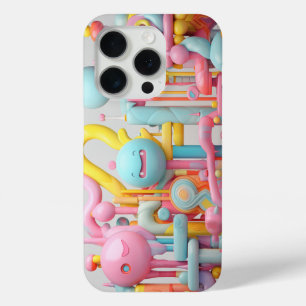 Speelse zachte vormen in pastels iPhone 15 pro case