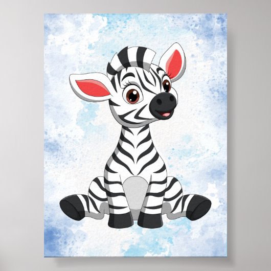 Speelse zebra kinderkamer decor! Safari babykamer  Poster (Voorkant)
