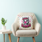 Speelse zebra met roze rozenkroon kussen (Stoel)