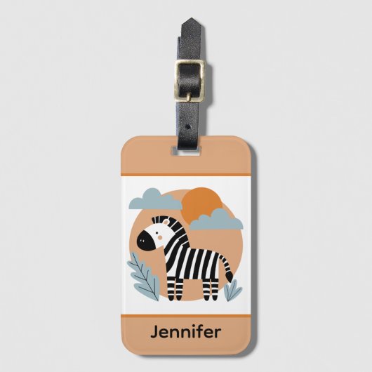 Speelse Zebra Scandinavische Invloed Bagagelabel (Voorkant (verticaal))