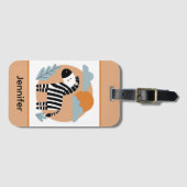 Speelse Zebra Scandinavische Invloed Bagagelabel (Voorkant (horizontaal))