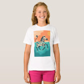 Speelse Zebra Zwemt in de Turquoise Zee T-shirt (Voorkant volledig)