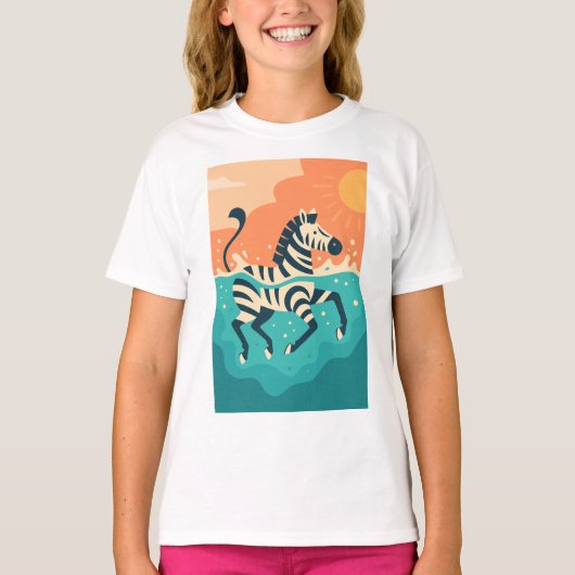 Speelse Zebra Zwemt in de Turquoise Zee T-shirt (Voorkant)