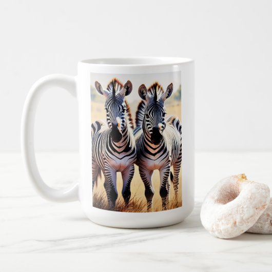 Speelse zebra's Kleurrijke Safari geïnspireerde ku Koffiemok (Met donut)