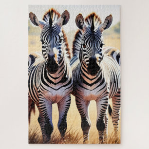 Speelse zebra's Kleurrijke Safari geïnspireerde ku Legpuzzel