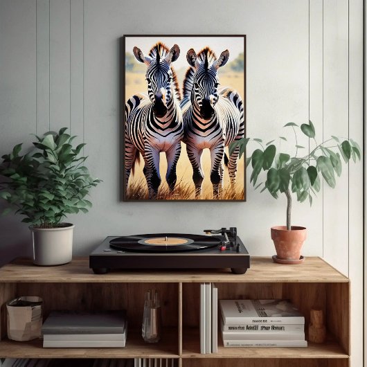 Speelse zebra's Kleurrijke Safari geïnspireerde ku Poster