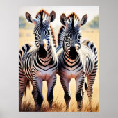 Speelse zebra's Kleurrijke Safari geïnspireerde ku Poster (Voorkant)