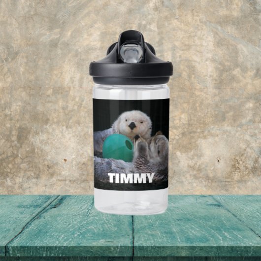 Speelse Zee otters met kindernaam Waterfles