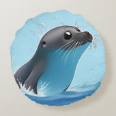 Speelse zeehond springt door de oceaan rond kussen (Achterkant)