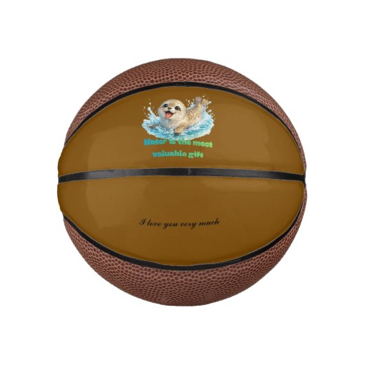 Speelse Zeehond Waterbesparing & Oceaan Bewustzijn Basketbal (Voorkant)