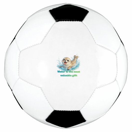 Speelse Zeehond Waterbesparing & Oceaan Bewustzijn Voetbal (Voorkant)