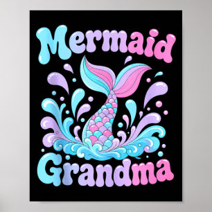 Speelse zeemeerminnenstaart met waterspatten ontwe poster