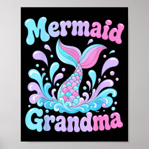 Speelse zeemeerminstaart met waterspatten ontwerp poster