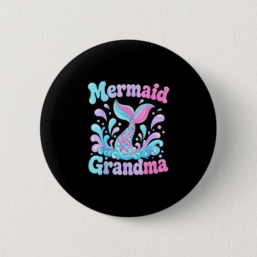 Speelse zeemeerminstaart met waterspatten ontwerp ronde button 5,7 cm (Voorkant)