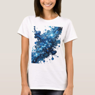 Speelse Zilver WATER ELEMENT Artistiek Motief T-shirt