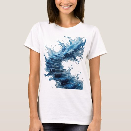 Speelse Zilver WATER TRAPPEN Tekst Ontwerp T-shirt (Voorkant)
