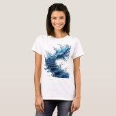 Speelse Zilver WATER TRAPPEN Tekst Ontwerp T-shirt (Voorkant volledig)