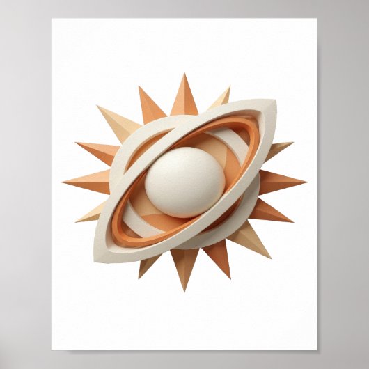 Speelse Zilveren ABSTRACTE KUNST Kunstprint Poster (Voorkant)