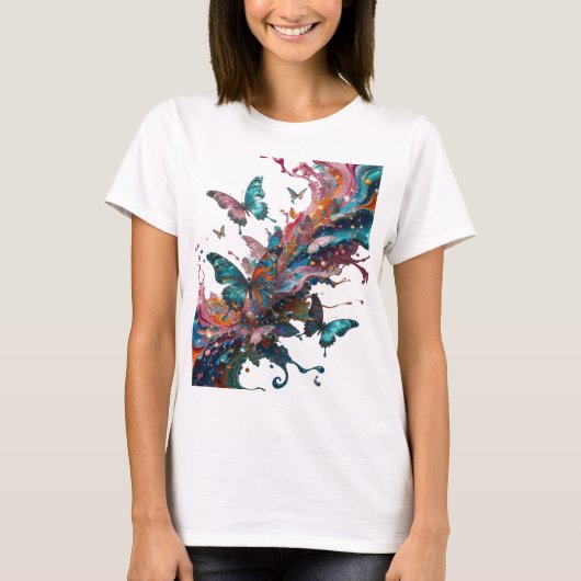 Speelse Zilveren ABSTRACTE KUNST Maatwerk T-shirt (Voorkant)
