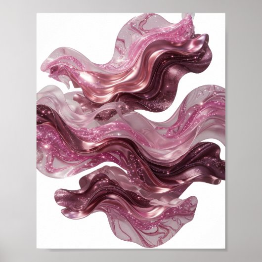 Speelse Zilveren ABSTRACTE KUNST Maatwerk T-shirt Poster (Voorkant)