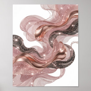 Speelse Zilveren ABSTRACTE KUNST v2 Poster