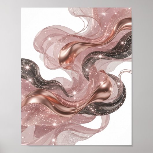 Speelse Zilveren ABSTRACTE KUNST v2 Poster (Voorkant)