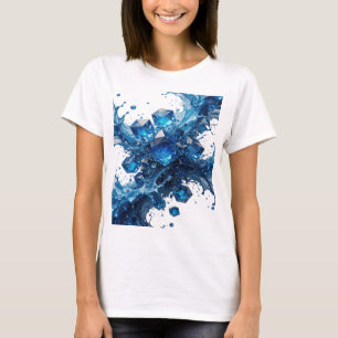 Speelse zilveren BLAUWE IJSDKRISTALLEN IN WATERSPA T-shirt