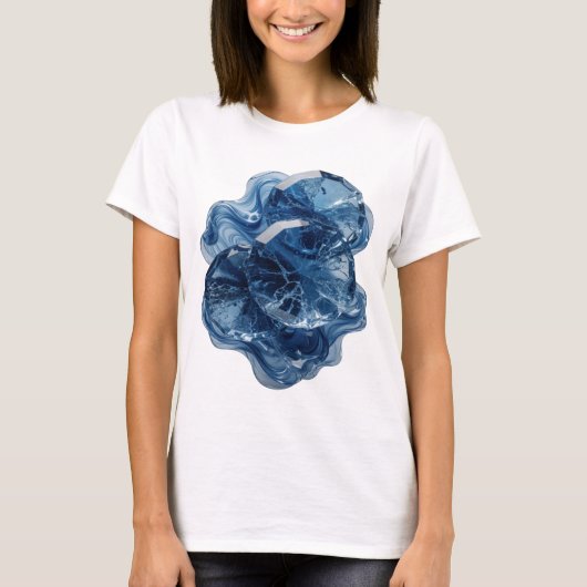 Speelse Zilveren BLAUWE IJSDKRISTALLEN Statement D T-shirt (Voorkant)